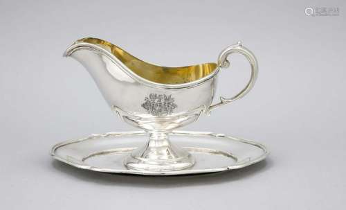 Sauce boat with fixed saucer, German, 1st half of the