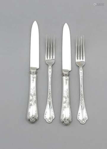 Fruit cutlery for six persons, Austria, around 1900,