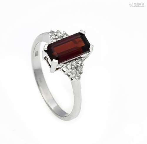 Ruby-brilliant-ring WG 417/000 with an emerald cut fac.