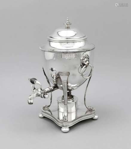 Samovar, probably England, 20th cent., plated, square,