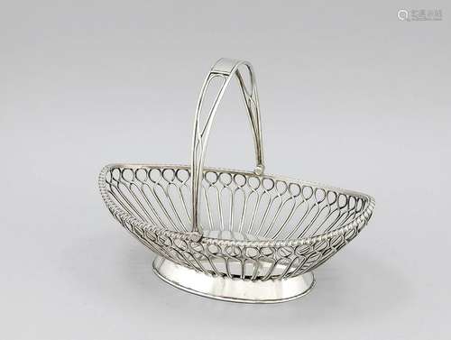 Oval basket, presumably England, 20th century, plated,