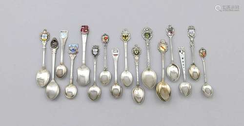 Compilation of 29 souvenir spoons, 20th cent., silver