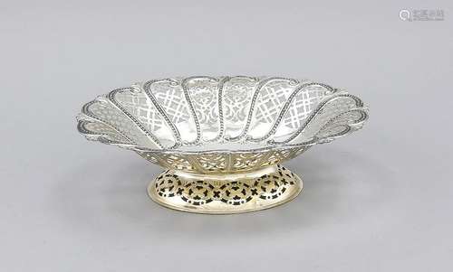 Oval foot bowl, German, 20th cent., hallmarked Gebr.