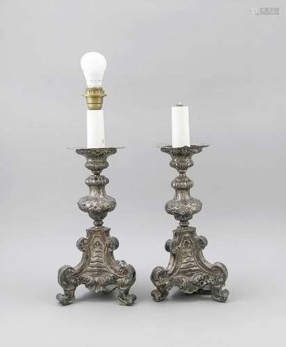 Pair of table lamps, 20th century, plated, Baroque