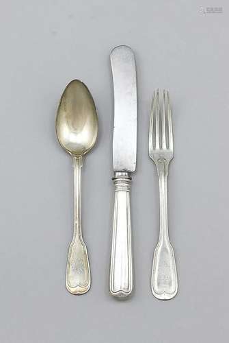 Cutlery for 6 persons, German, 20th cent., hallmarked