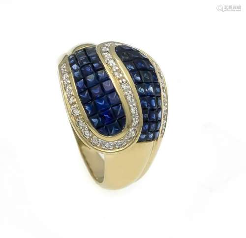 Sapphire diamond ring GG 585/000 with 54 fac. Sapphire