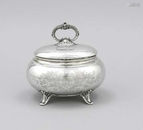 Oval sugar bowl, German, around 1900, hallmarked