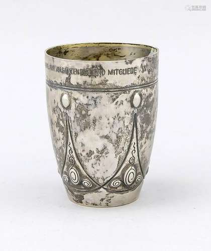 Art Nouveau beaker, German, around 1910, silver