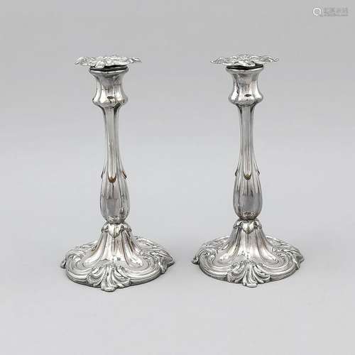 Pair of candlesticks, probably England, 20th cent.,