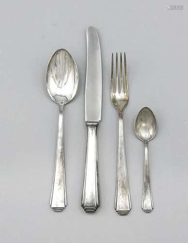 46 pieces cutlery, 20th century, plated, Art Deco