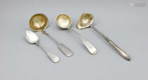 Four pieces serving cutlery, probably German, 19th