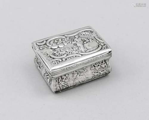 Rectangular lidded box, around 1900, marked silver,