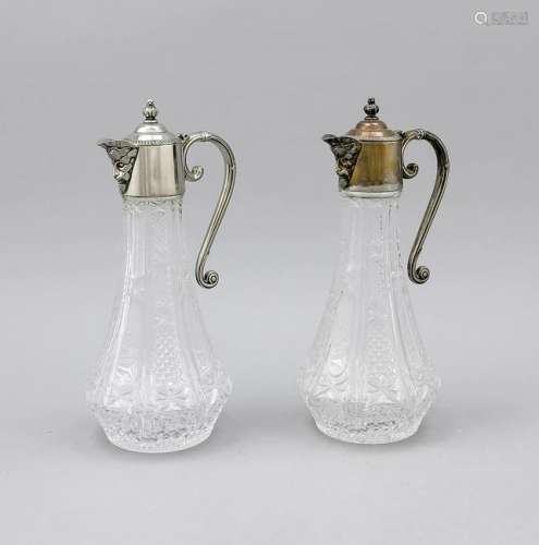 Pair of carafes, probably England, 20th century,