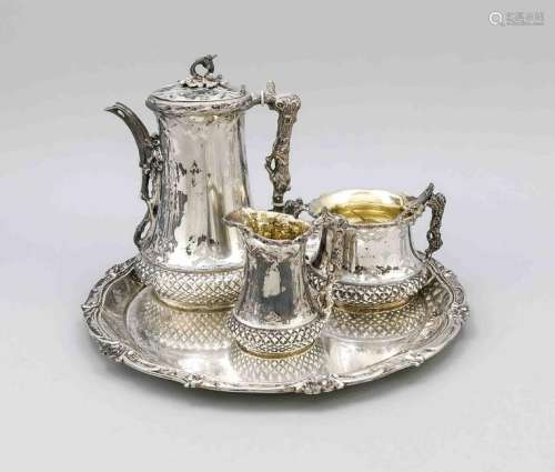 Three-piece coffee service, probably German, late 19th