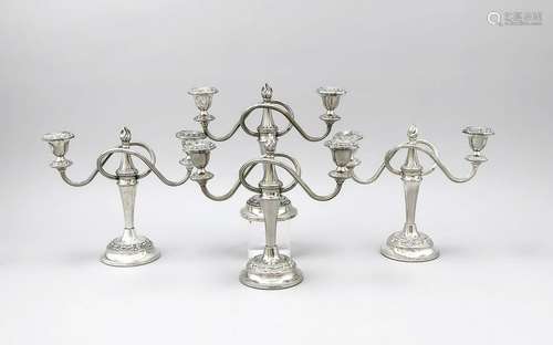 Four candlesticks, England, 20th century, plated, round