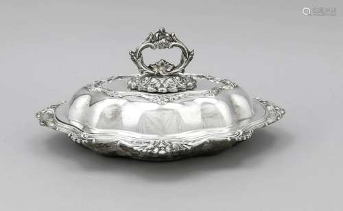 Oval warming bowl, England, 20th century, plated,