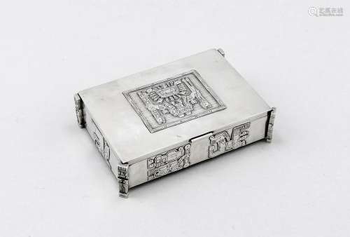 Rectangular cigarette box, Bolivia, 20th cent., silver