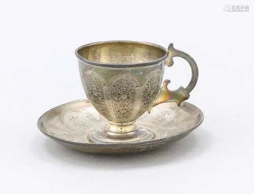 Mocha cup with saucer, hallmarked Russia, probably
