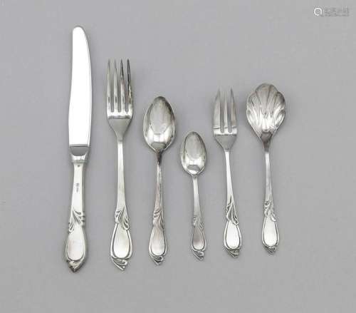 Cutlery for six persons, Poland, 20th century, silver