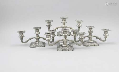 Four candlesticks, England, 20th century, plated,