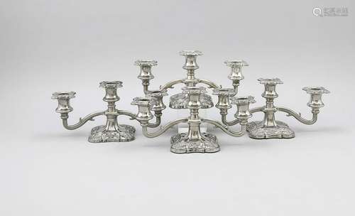 Four candlesticks, England, 20th century, plated,