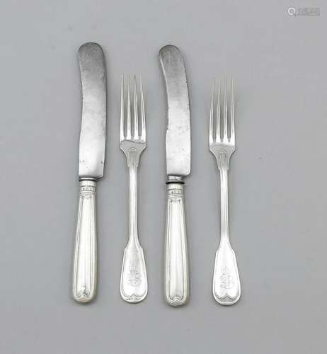 18 pieces cutlery, German, 20th cent., hallmarked