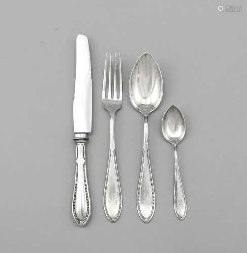 Cutlery for twelve persons, German, 20th cent., silver