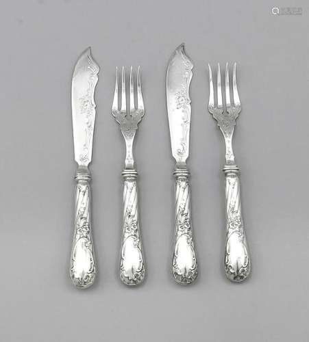Fish cutlery for six persons, German, 20th cent.,