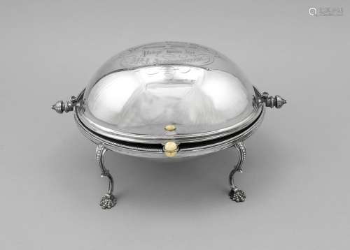 Oval warming bowl, England, late 19th century, plated,