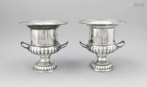 Pair of wine coolers, England, 20th century, plated,