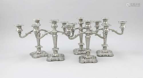 Five candlesticks, England, 20th century, plated,