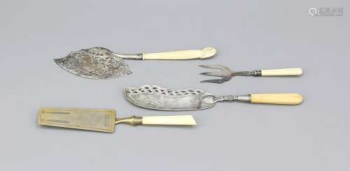 Four pieces serving cutlery, 19th/20th cent., 2 silver,