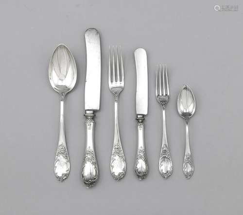 Cutlery for six persons, German, 20th cent., hallmarked