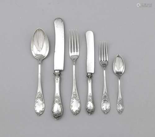 Cutlery for six persons, German, 20th cent., hallmarked