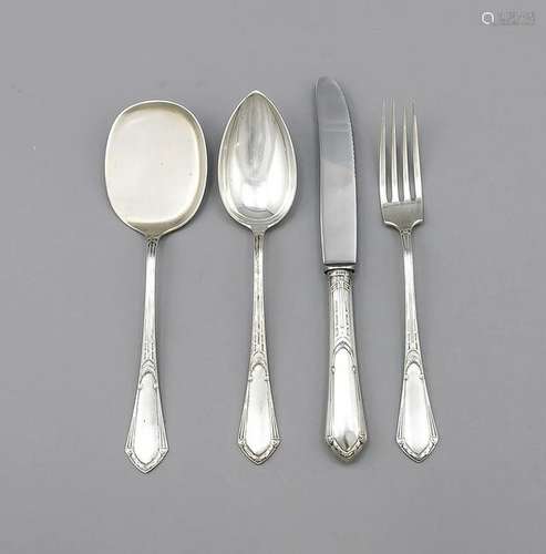 Cutlery for 12 persons, German, around 1900, hallmarked