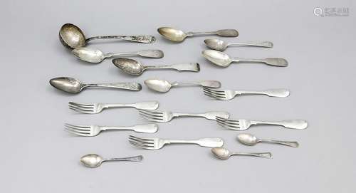 Compilation of 17 pieces cutlery, 19./20. century,