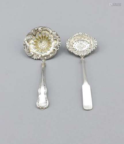 Two sugar-spreading spoons, 19th cent., silver 12