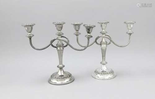 A pair of candlesticks, England, 20th century, plated,