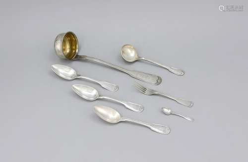 19 pieces cutlery, 19th/20th cent., silver 13
