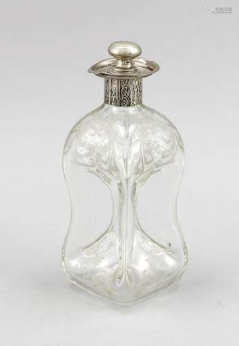 Bottle with silver mounting, German, around 1900,