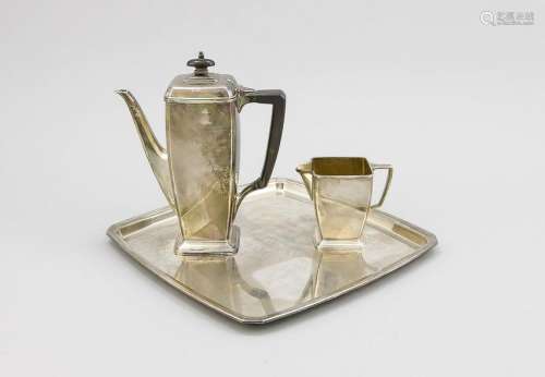 Coffee pot and creamer on tray, USA, around 1930,