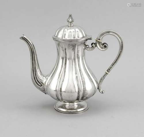 Coffee pot, Italy, 20th cent., silver 800/000, on a