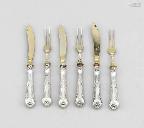 Art Nouveau cutlery, German, around 1900, silver