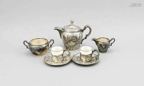 Three-piece mocha service, Austria, around 1900, silver