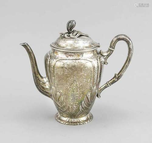 Art Nouveau coffee pot, German, around 1900, hallmarked