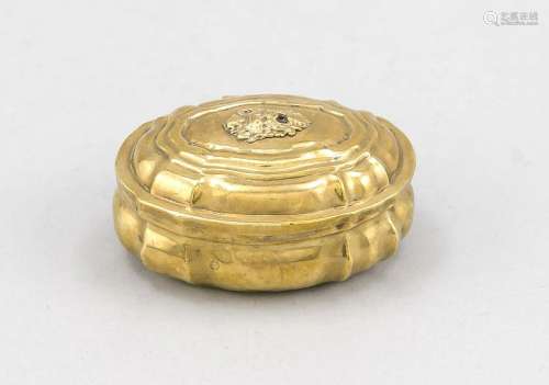 Oval lidded box, 19th century, silver-gilt, slightly