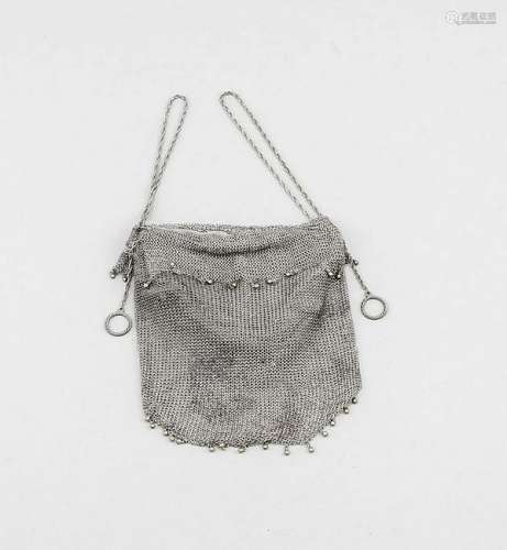 Evening bag, around 1900, silver 800/000, in the form