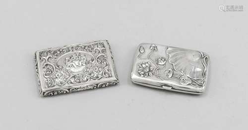Two rectangular cases, German, 20th cent., silver