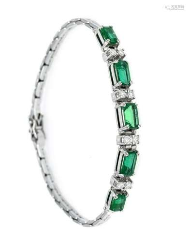 Emerald Brilliant Bracelet WG 750/000 with 5 rare fac.