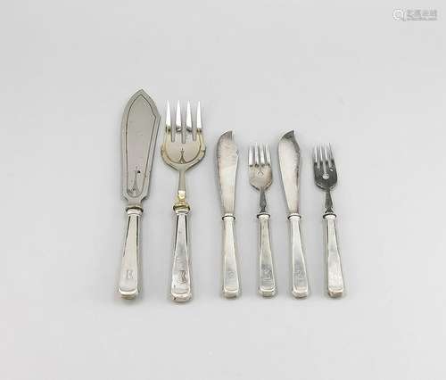 Fish cutlery for six persons, German, 1st half of the